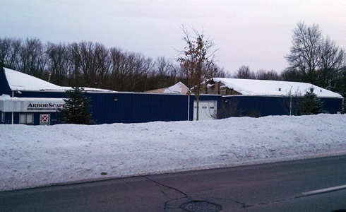 Roof collapse on a commercial property.