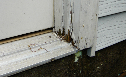 Gutters help prevent water damage on door frames.